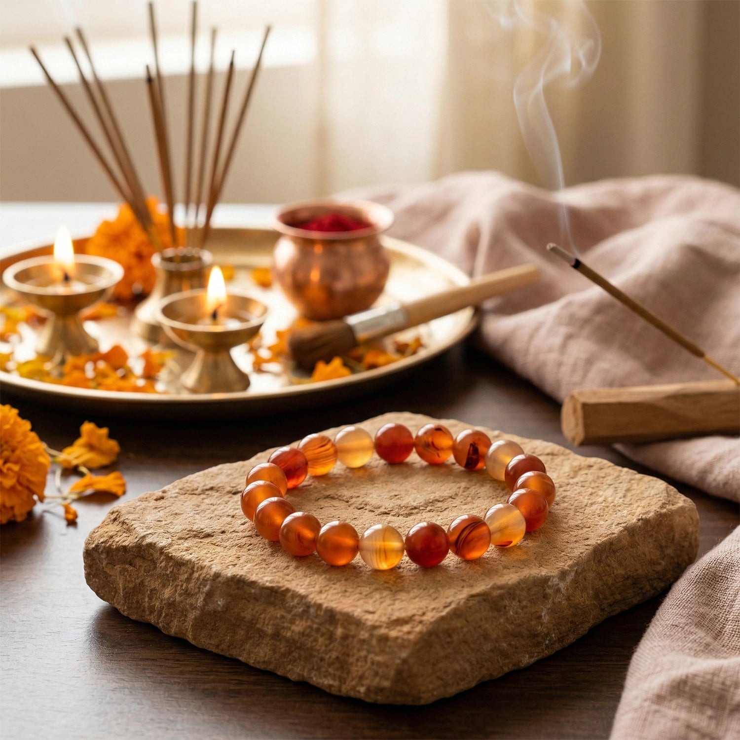 Natural Carnelian Crystal Bracelet (8mm) – Creativity & Motivation