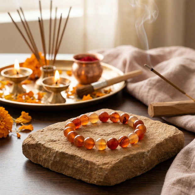 Natural Carnelian Crystal Bracelet (8mm) – Creativity & Motivation