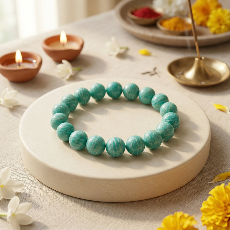 Natural Amazonite Crystal Bracelet – Calm & Self-Expression