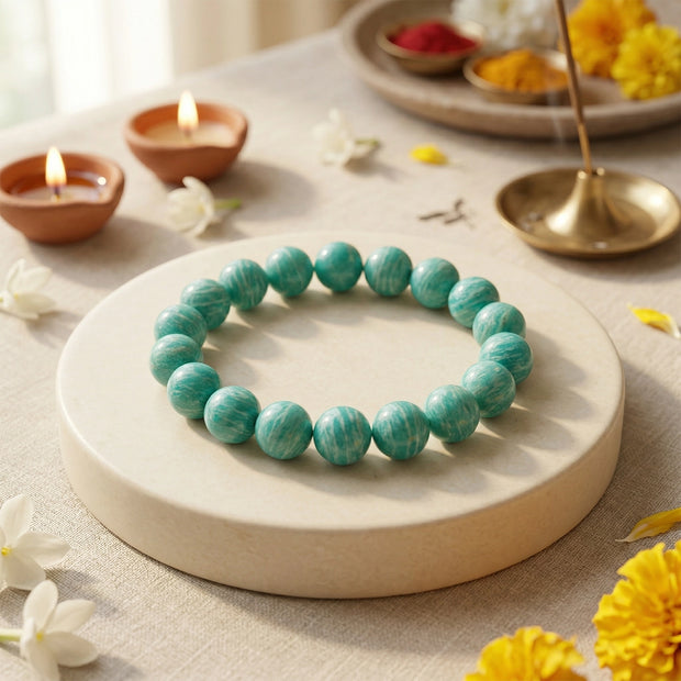 Natural Amazonite Crystal Bracelet – Calm & Self-Expression