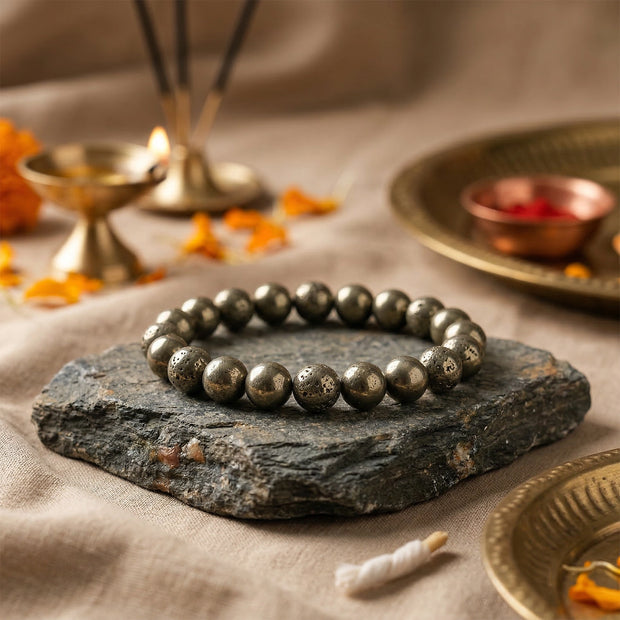 Natural Pyrite Crystal Bracelet (8mm) – Wealth & Confidence
