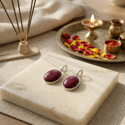 Silver Natural Ruby  Gemstone Pendant (Silver Frame) – Passion & Life Force