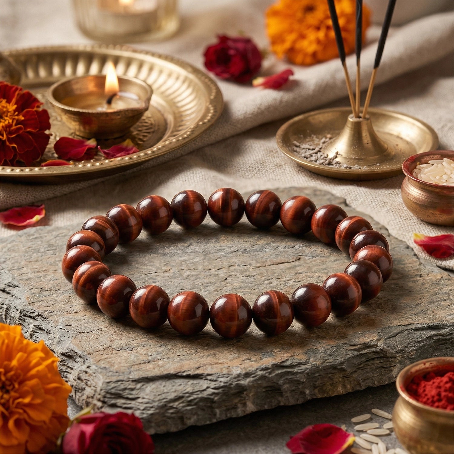 Natural Red Tiger Eye Crystal Bracelet (8mm) – Motivation & Vitality