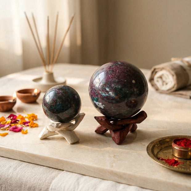 Natural Ruby Zoisite Crystal Ball - Vitality & Spiritual Growth