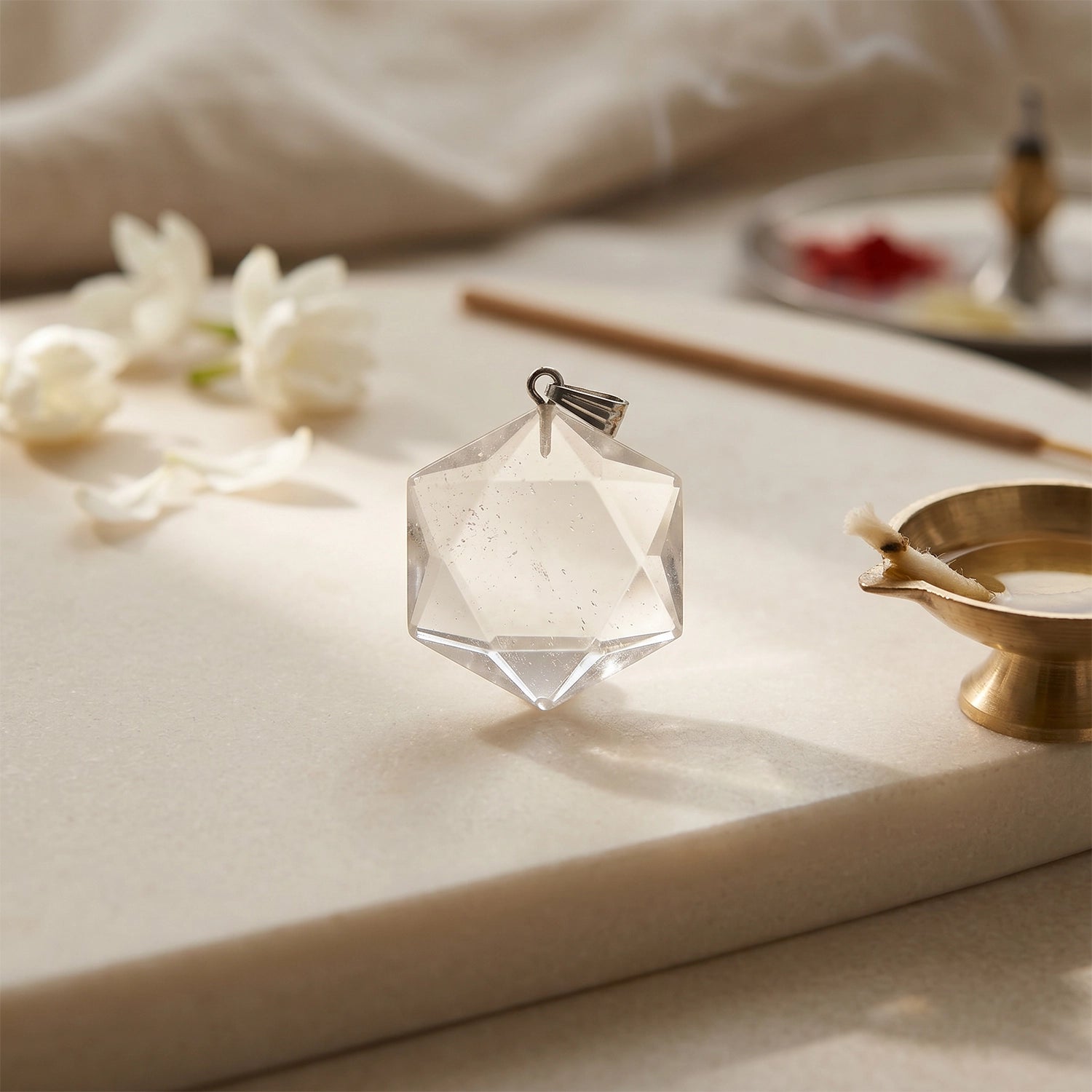 Natural Clear Quartz Star of David Pendant – Clarity & Energy Amplification