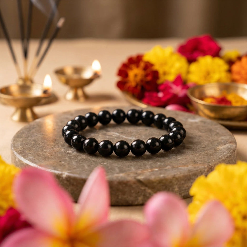 Natural Black Tourmaline Crystal Bracelet (8mm) – Protection & Grounding