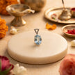 Silver Natural Aquamarine  Gemstone Pendant – Courage & Soothing Energy