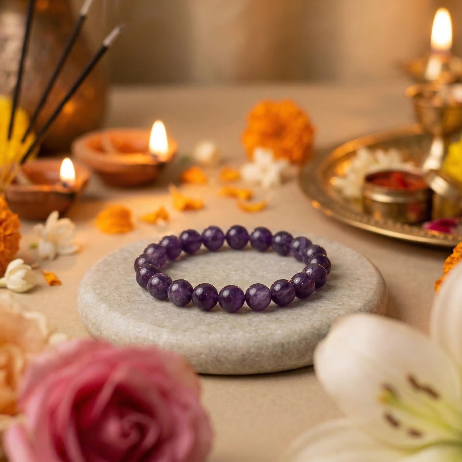 Natural Amethyst Dark Crystal Bracelet (8mm) – Deep Calm & Spiritual Protection