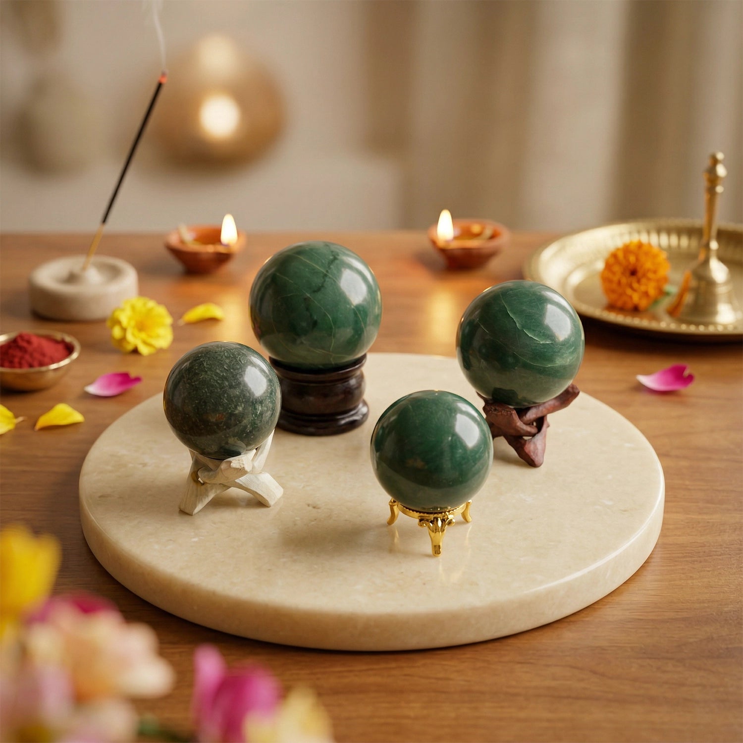 Natural Green Aventurine Crystal Ball - Luck & Prosperity