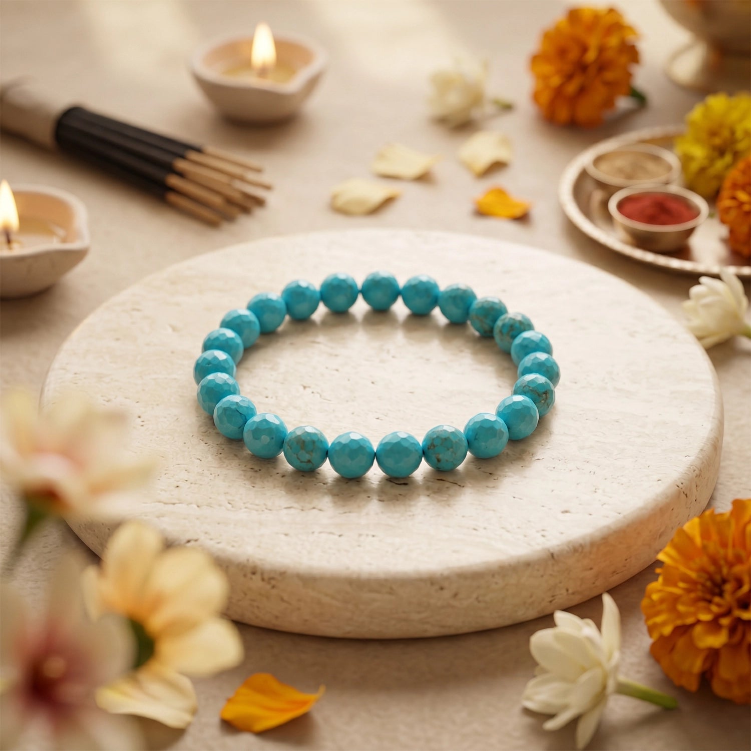 Natural Turquoise Crystal Bracelet (8mm) – Protection & Healing