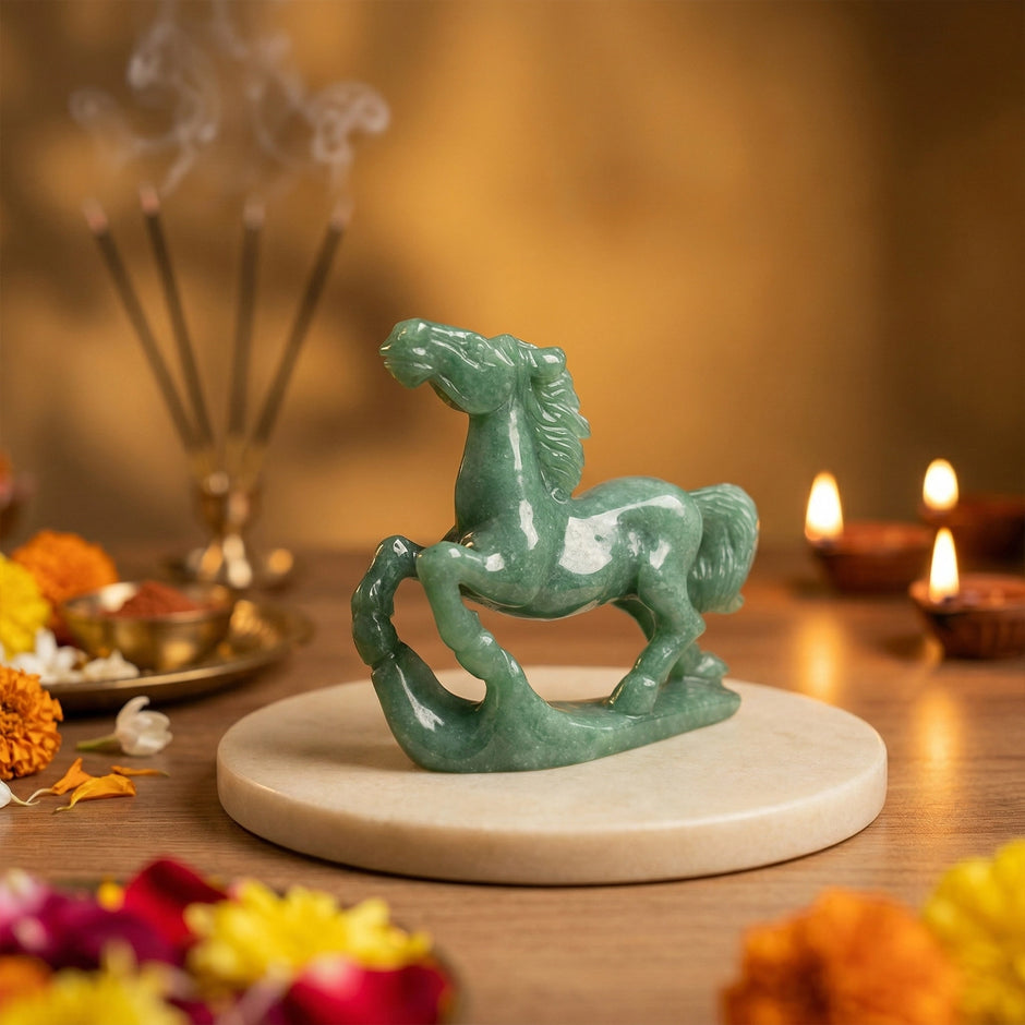 Natural Green Jade Running Horse Carving – Prosperity & Growth