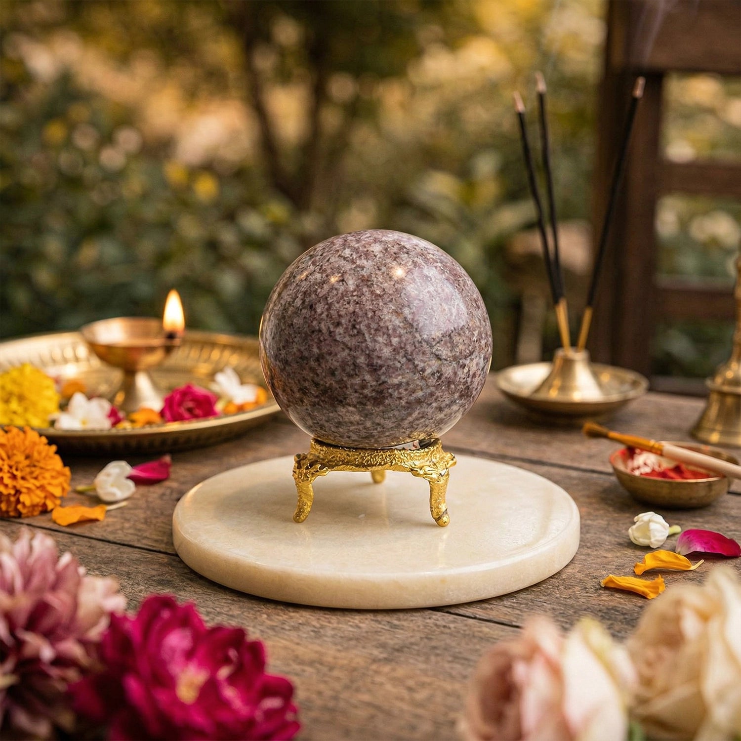 Natural Lepidolite Crystal Ball (250gm) – Calm & Emotional Balance