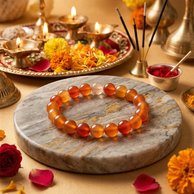 Natural Carnelian Crystal Bracelet (8mm) – Creativity & Motivation