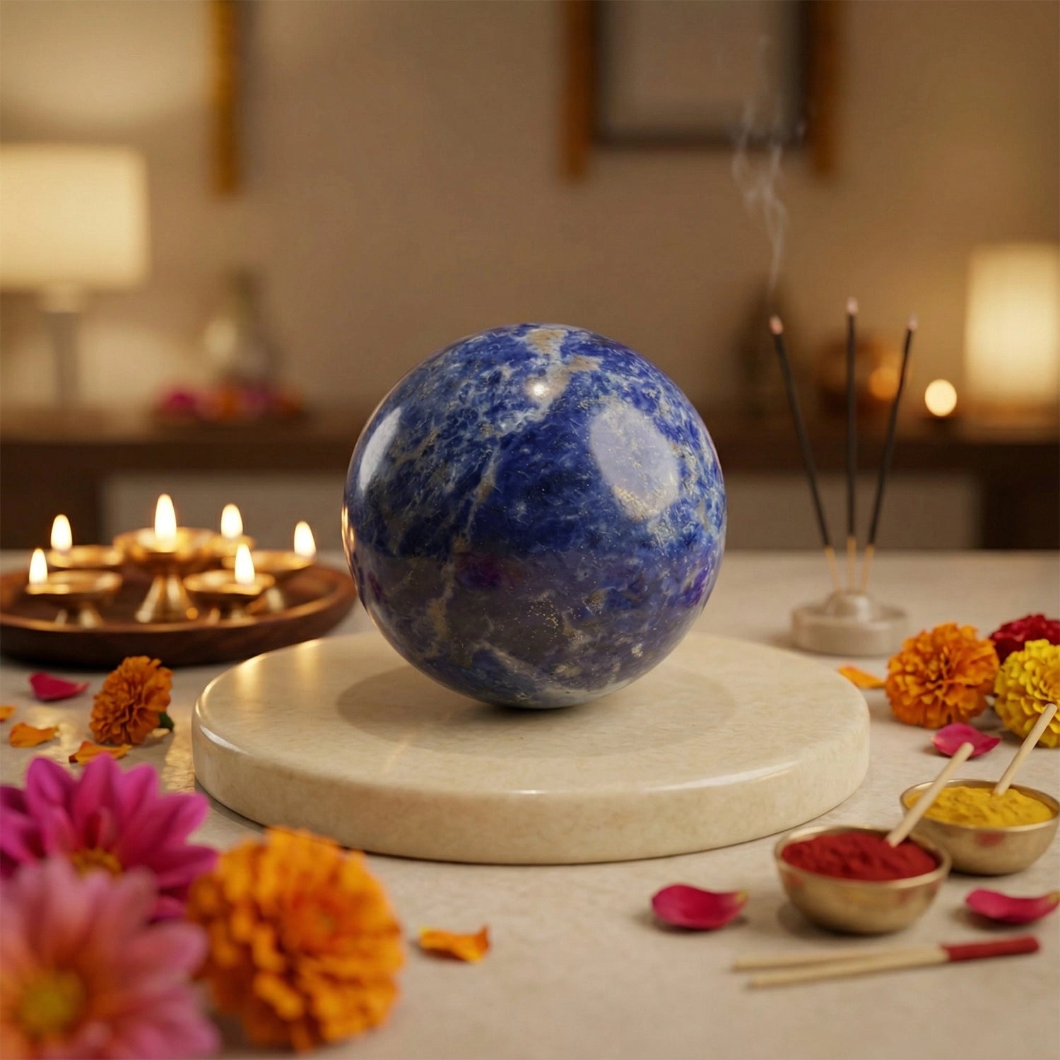 Natural Sodalite Crystal Ball (180gm) – Logic & Inner Peace