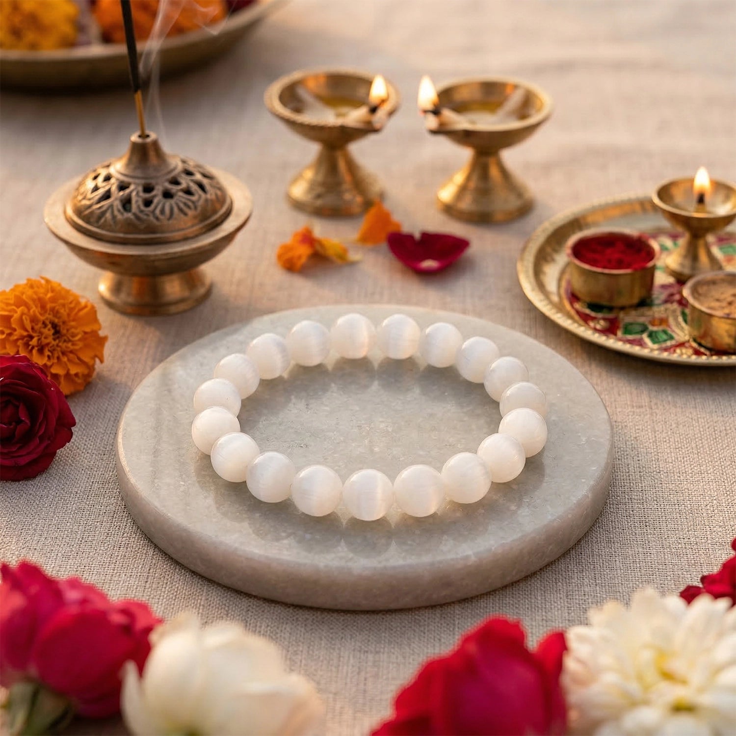 Natural Selenite Crystal Bracelet (8mm) – Cleansing & Clarity