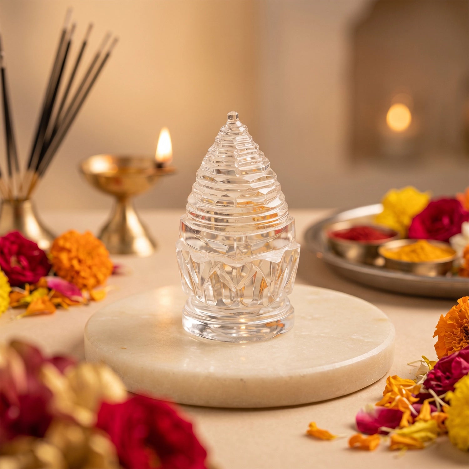 Crystal Sphatik Shree Yantra - For Wealth, Prosperity & Positive Energy