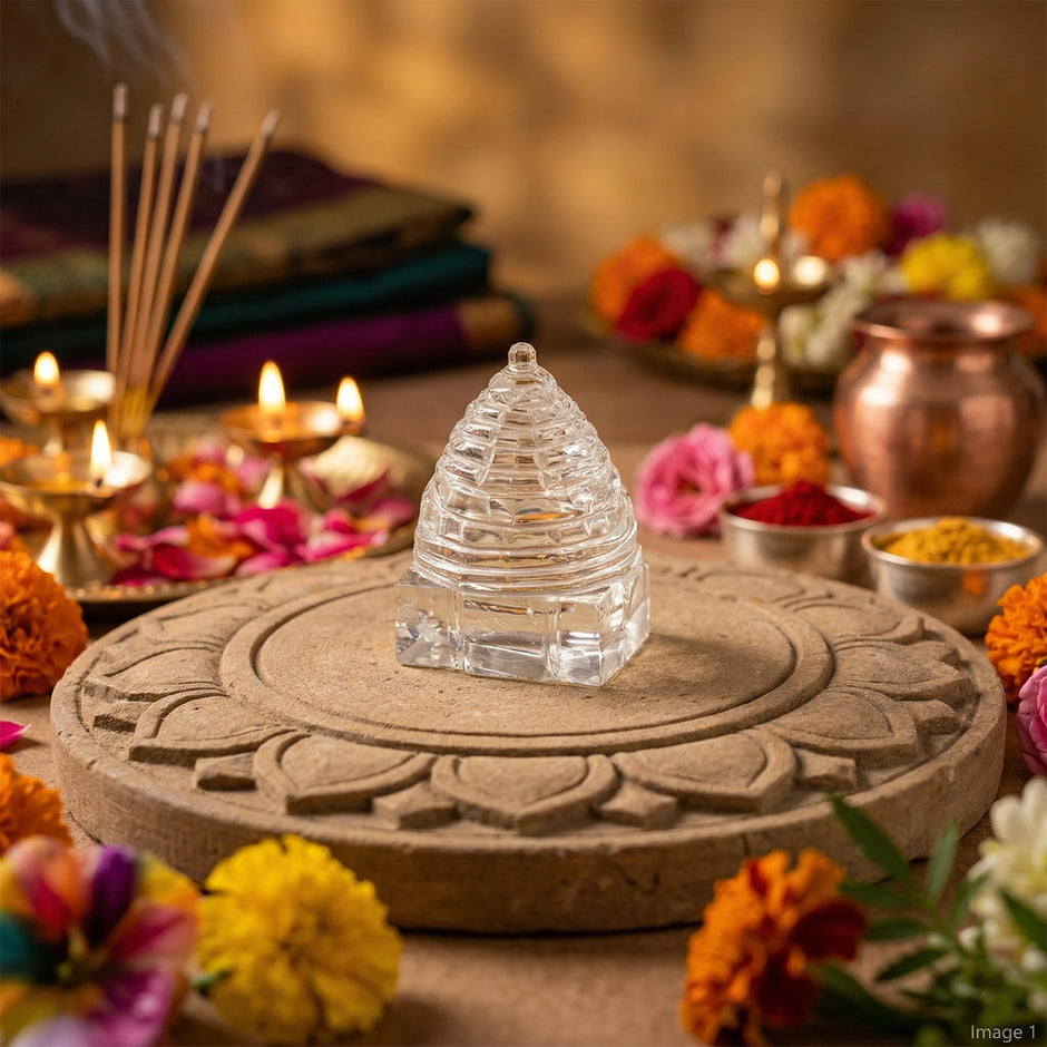 Crystal Sphatik Shree Yantra - For Wealth, Prosperity & Positive Energy
