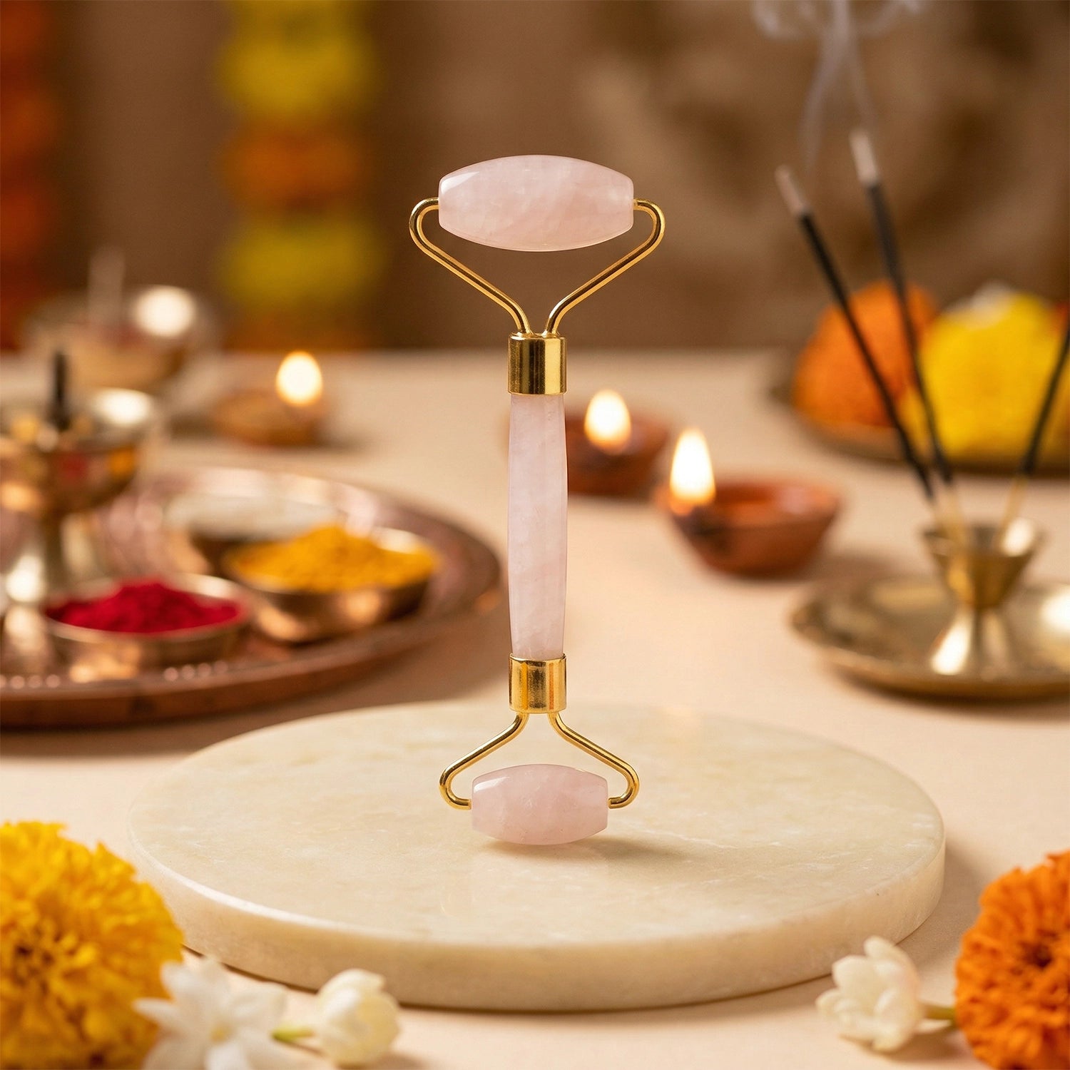 Natural Rose Quartz Facial Roller – Glow & Relaxation