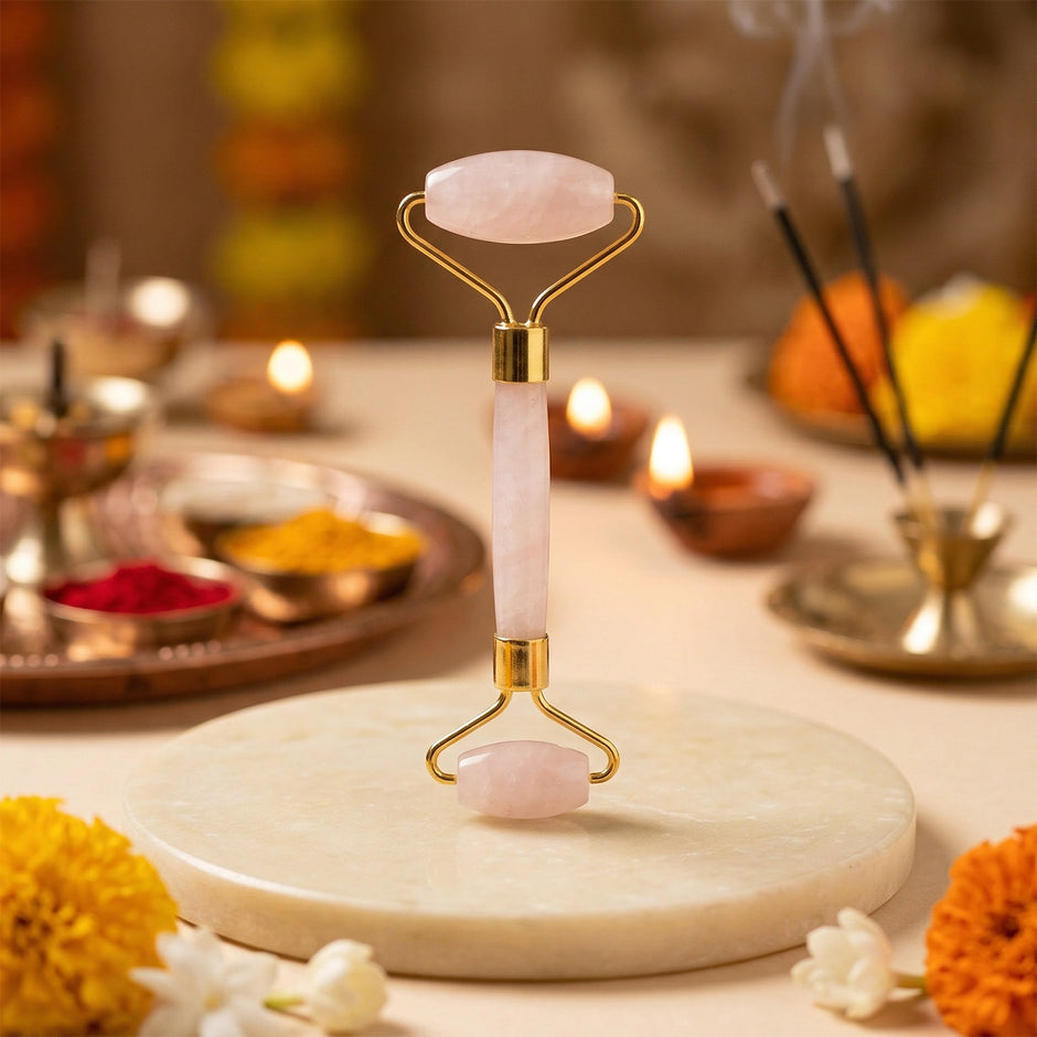 Natural Rose Quartz Facial Roller – Glow & Relaxation