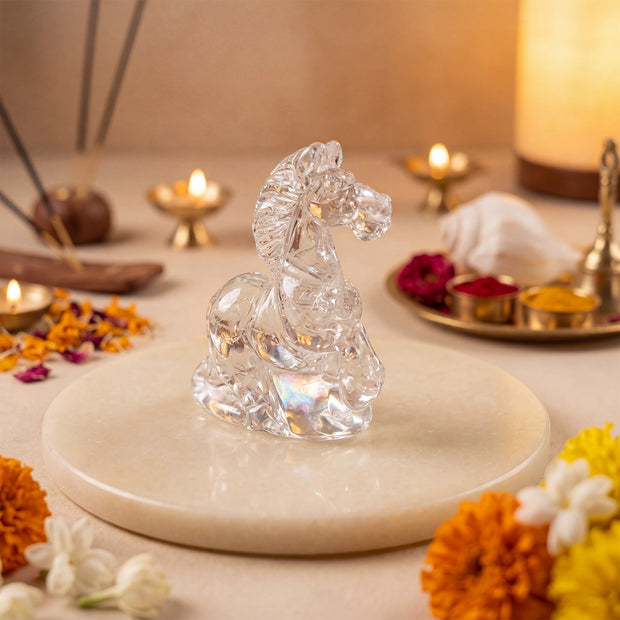 Natural Clear Quartz Running Horse Carving – Clarity & Energy