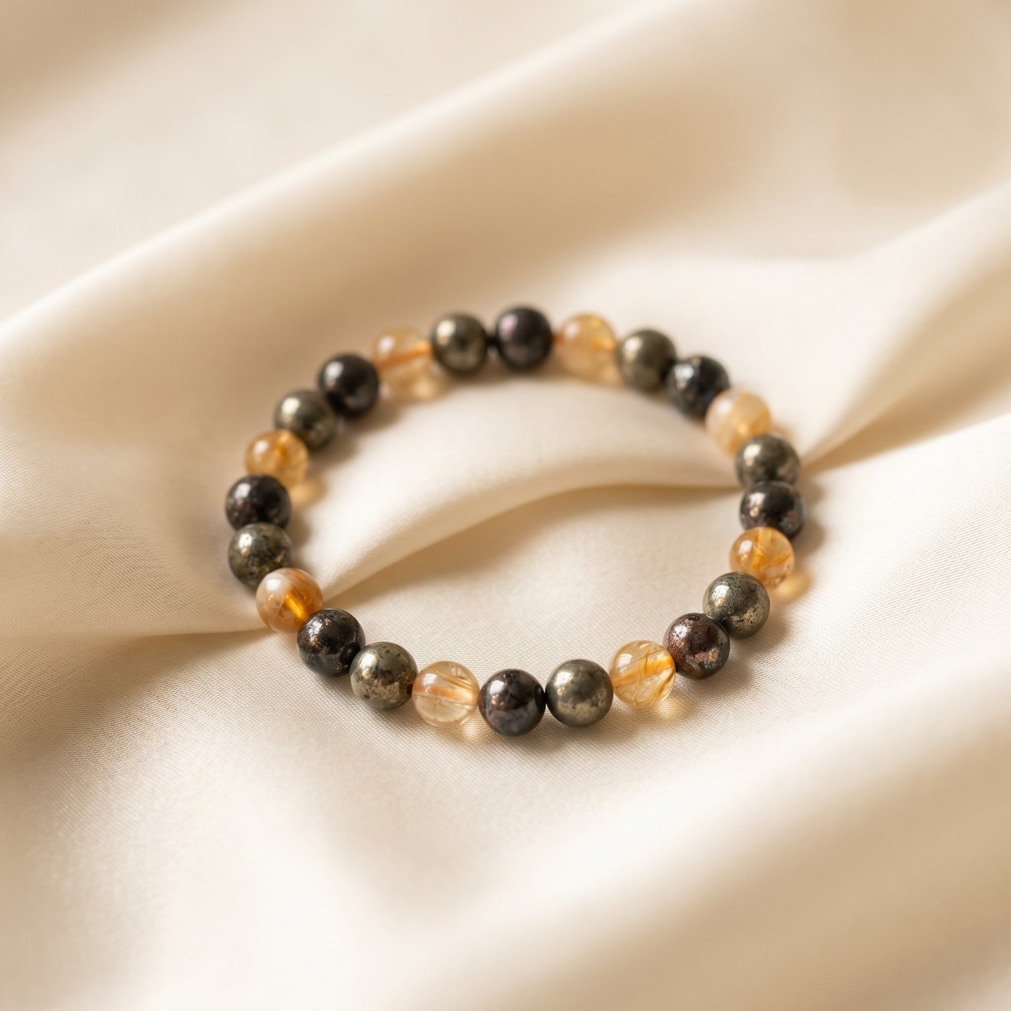 Natural Citrine, Garnet & Pyrite Bracelet – Abundance & Prosperity